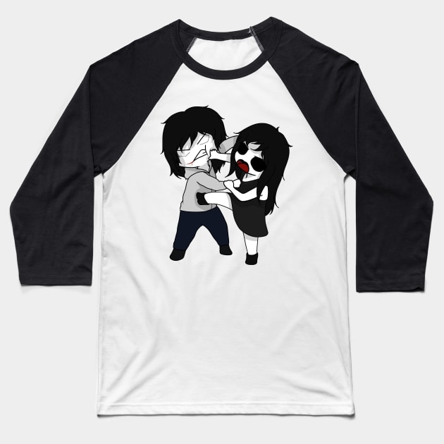 creepypasta jeff vs jane chibi Baseball T-Shirt by LillyTheChibi